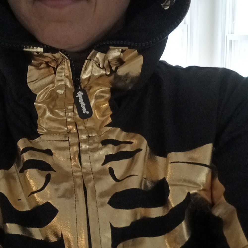 NWT "Tipsy Elves" Gold Metallic Skeleton Hooded Zip Bodysuit Onesie HALLOWEEN - Picture 13 of 14